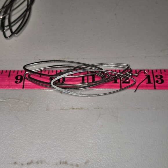 6 Large Ovals Silver Dangle Earrings Vintage 18 - Picture 2 of 2